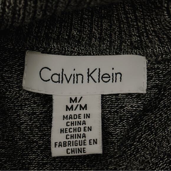 Calvin Klein Sweater Heather Gray & Black Size Medium Cowl Neck Asymmetrical - Picture 4 of 6